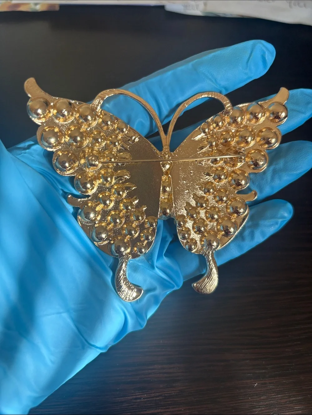 Gold Crystal Butterfly Brooch